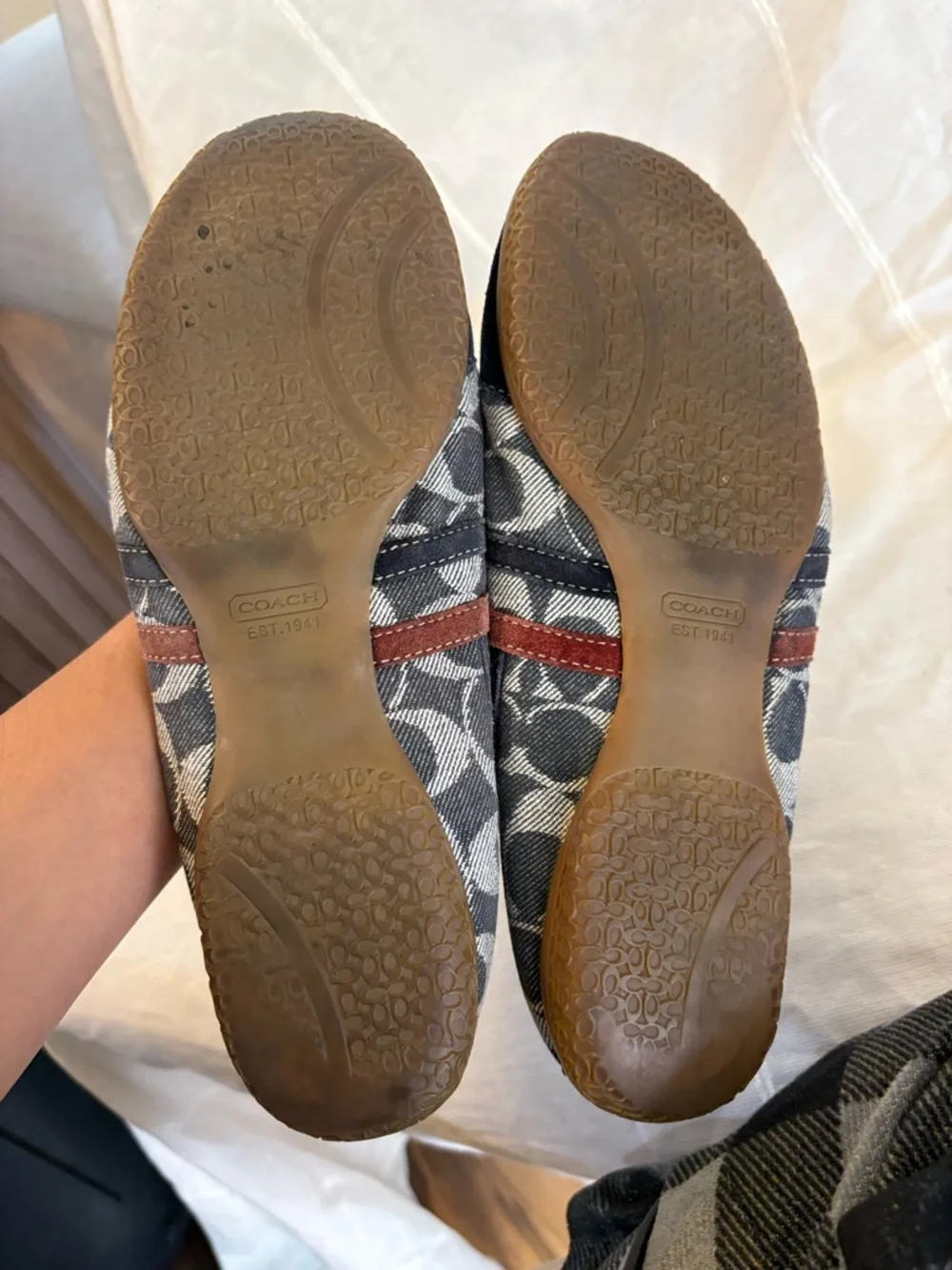 Coach Women's Canvas Leather Signature Slip-On Ballet Flats Blue Size 9 - Picture 5 of 6